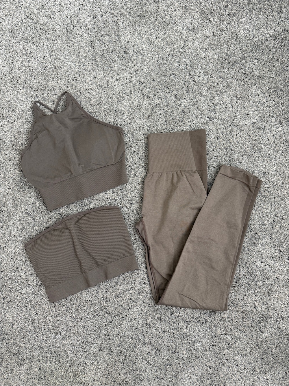 NVGTN Taupe 3 Piece Sports Bra & Leggings Set